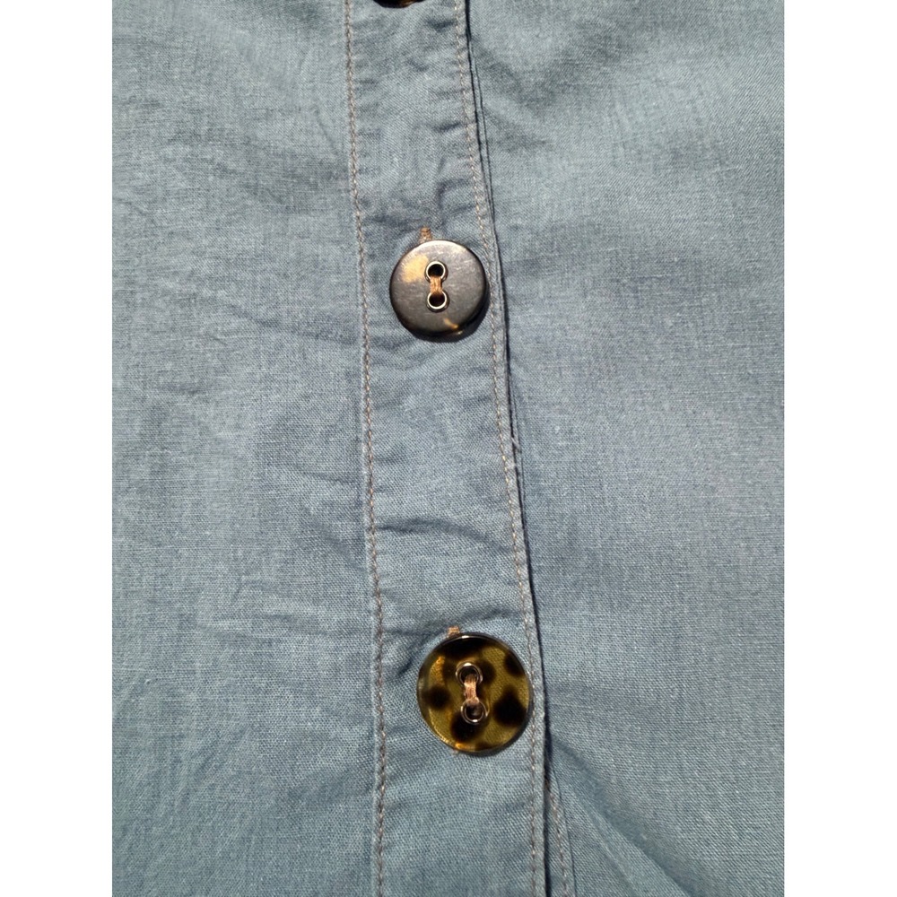 Urban Outfitters Blue Button Front Midi Skirt High Waist Pockets Slit Light Blue - Picture 2 of 13